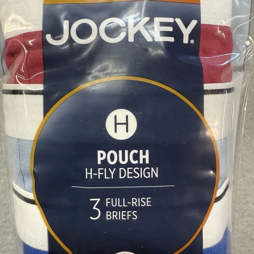 Jockey Pouch H Fly‎ Design 3 Men's Full Rise Briefs XL, Blue, Red, Multicolor